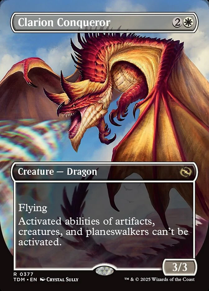 Clarion Conqueror // Clarion Conqueror (377) - [Foil, Borderless] Tarkir: Dragonstorm (TDM)