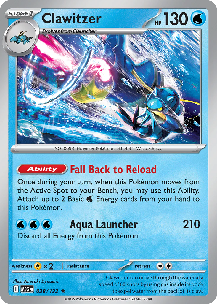 Clawitzer (38/132) - [Reverse Holo] Mega Evolution (MEG)