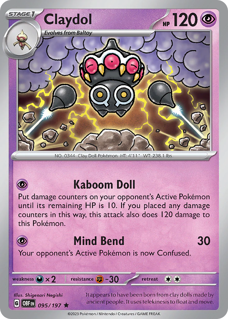 Claydol (95/197) - [Holo Foil] Obsidian Flames (OBF)