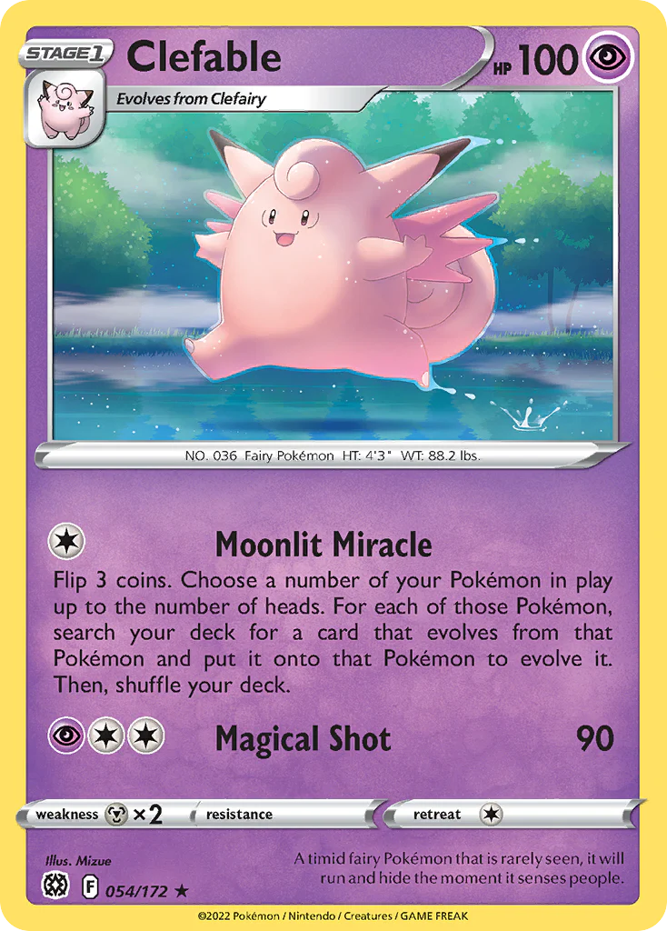 Clefable (54/172) - [Reverse Holo] Brilliant Stars (BRS)