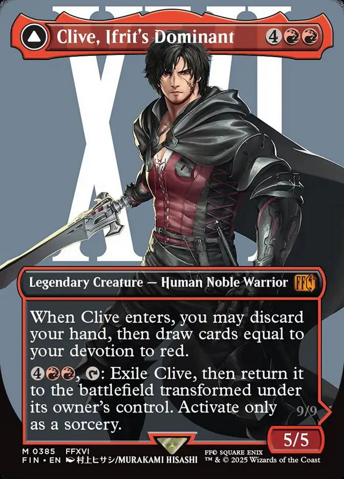 Clive, Ifrit's Dominant // Ifrit, Warden of Inferno (385) - [Foil, Borderless] Final Fantasy (FIN)
