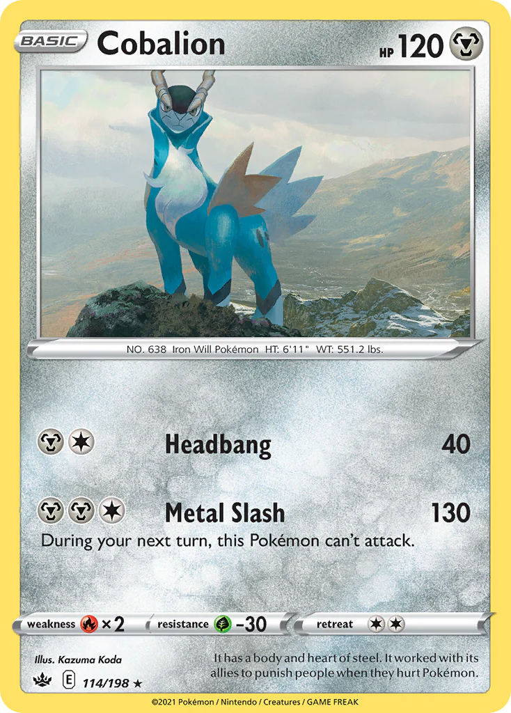 Cobalion (114/198) - [Reverse Holo] Chilling Reign (CRE)