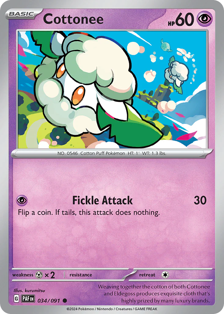Cottonee (34/91) - [Reverse Holo] Paldean Fates (PAF)