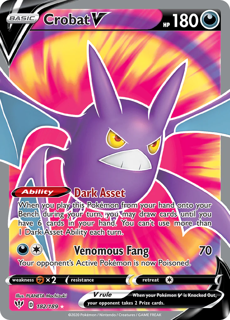 Crobat V (182/189) - [Full Art] Darkness Ablaze (DAA)