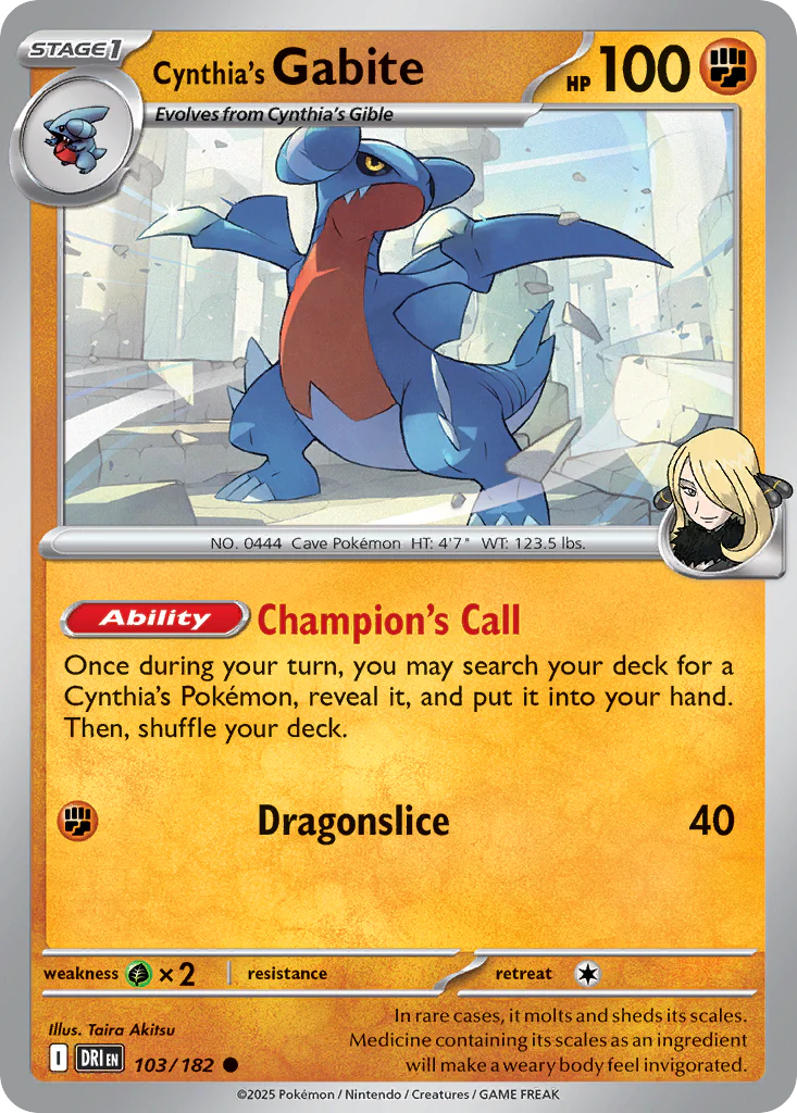 Cynthia's Gabite (103/182) - [Reverse Holo] Destined Rivals (DRI)