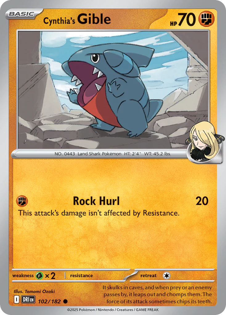 Cynthia's Gible (102/182) - [Reverse Holo] Destined Rivals (DRI)
