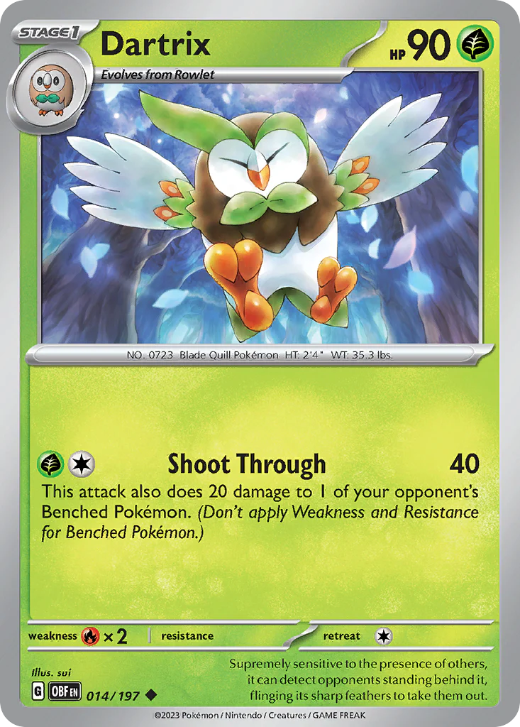 Dartrix (14/197) - [Reverse Holo] Obsidian Flames (OBF)