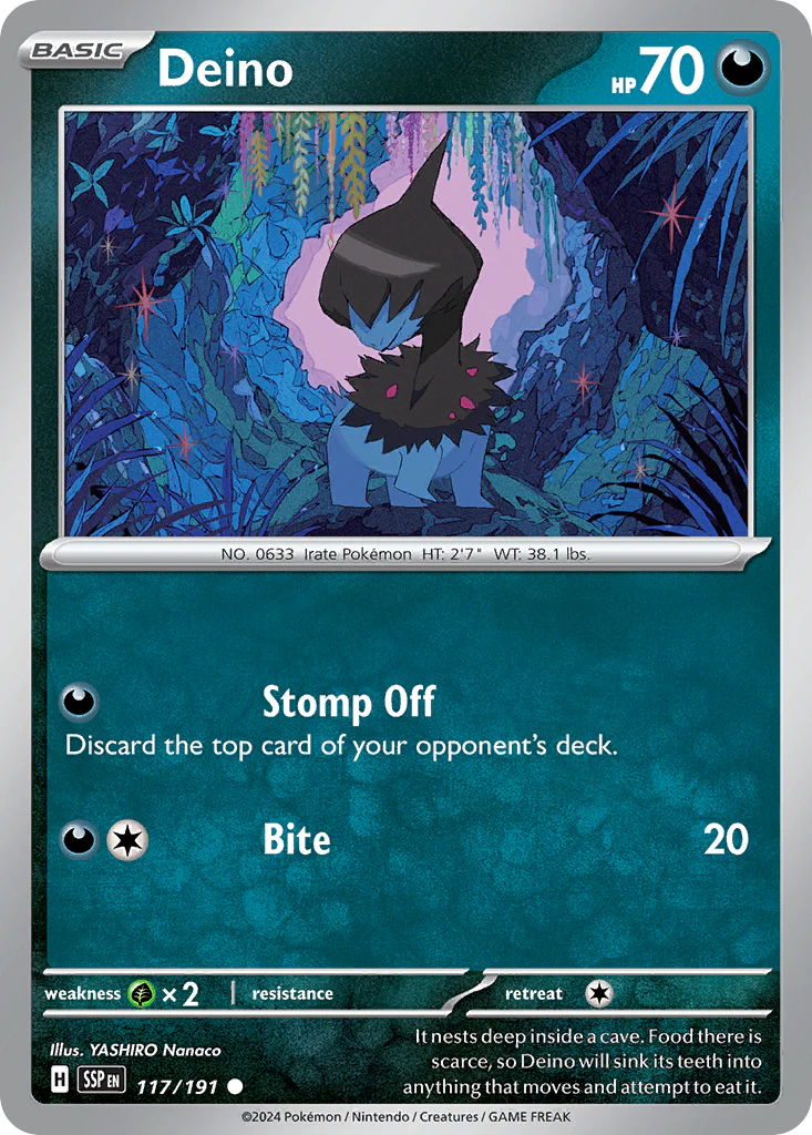 Deino (117/191) - [Reverse Holo] Surging Sparks (SSP)