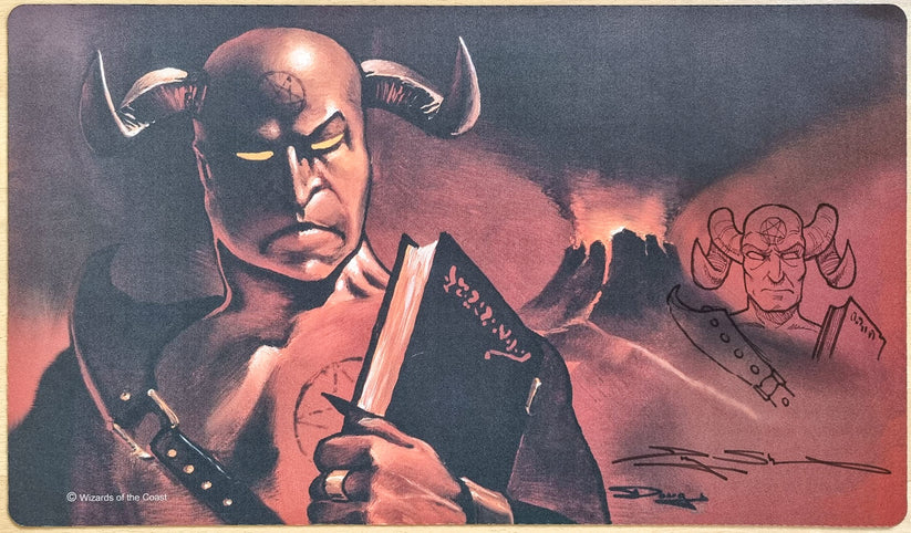 Demonic Tutor Playmat - Douglas Shuler - Signed by the Artist & Sketched