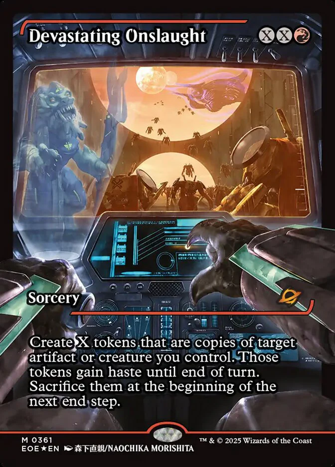 Devastating Onslaught (361) - [Galaxy Foil, Showcase] Edge of Eternities (EOE)