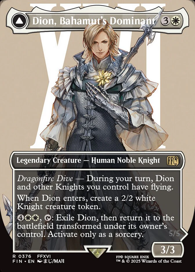 Dion, Bahamut's Dominant // Bahamut, Warden of Light (376) - [Foil, Borderless] Final Fantasy (FIN)