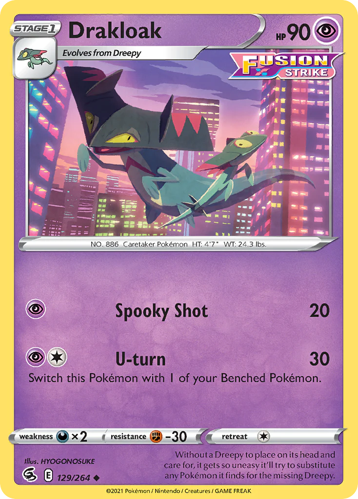 Drakloak (129/264) - [Reverse Holo] Fusion Strike (FST)