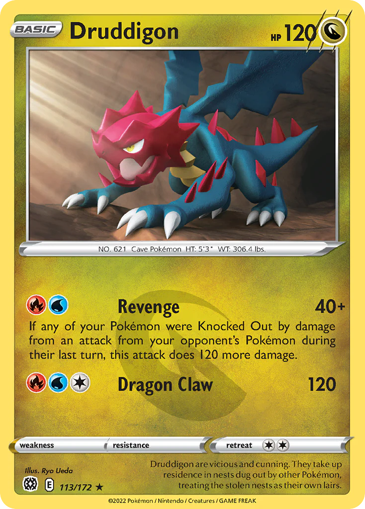 Druddigon (113/172) - [Reverse Holo] Brilliant Stars (BRS)