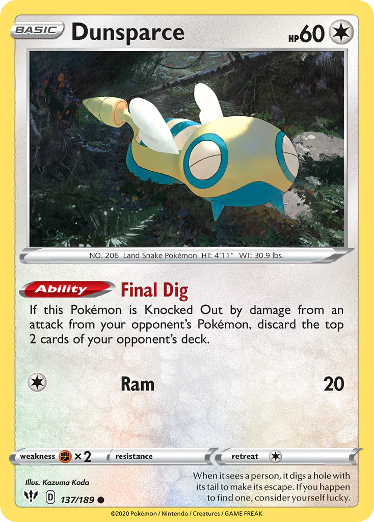 Dunsparce (137/189) - [Reverse Holo] Darkness Ablaze (DAA)