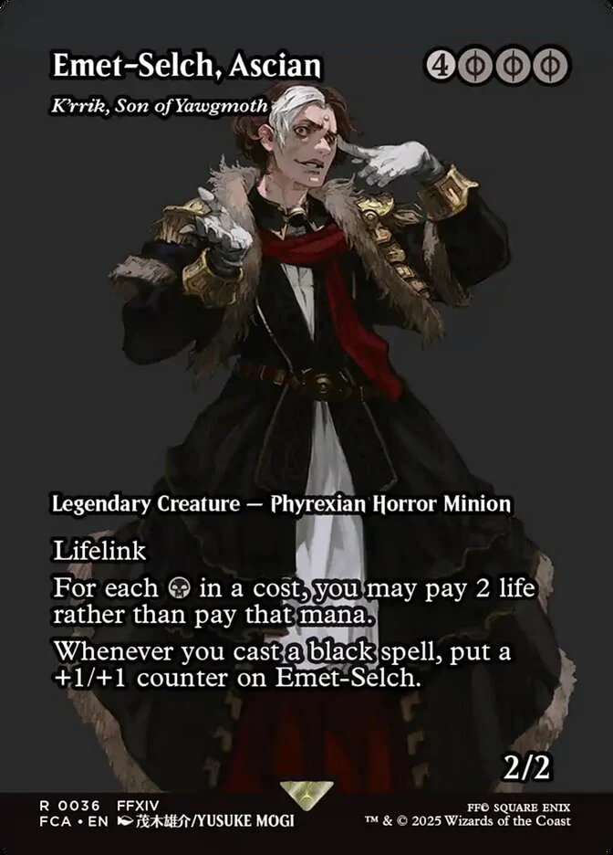 Emet-Selch, Ascian - K'rrik, Son of Yawgmoth (36) - [Foil, Borderless] Final Fantasy: Through the Ages (FCA)