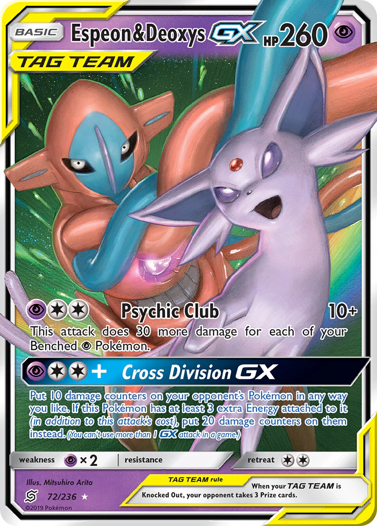 Espeon & Deoxys-GX (72/236) - [Holo Foil] Unified Minds (UNM)