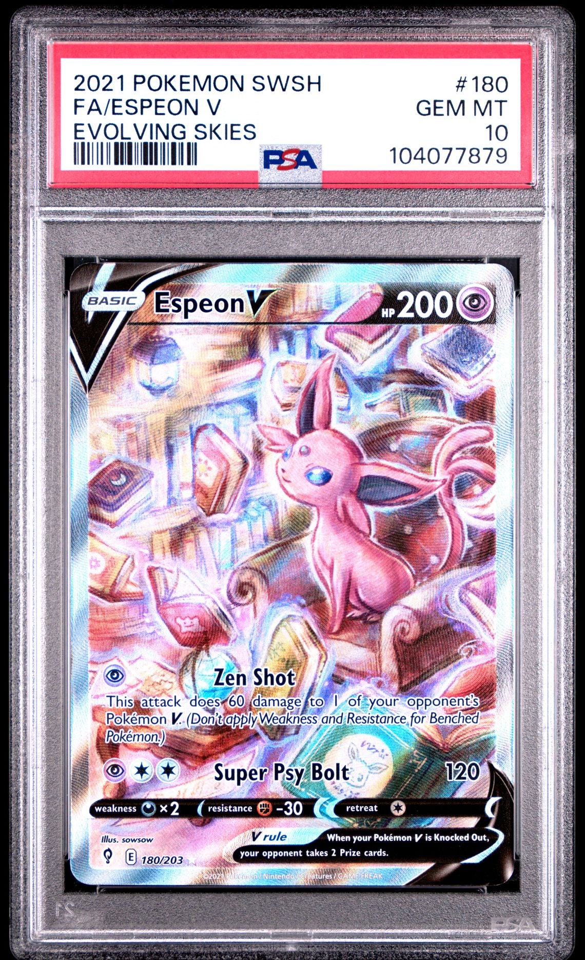 Espeon V #180 - [Graded PSA 10] Sword & Shield Evolving Skies