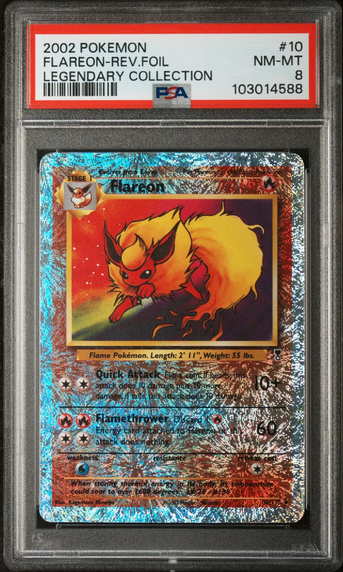 Flareon #10 - [Reverse Holo, Graded PSA 8] Legendary Collection - Image 2