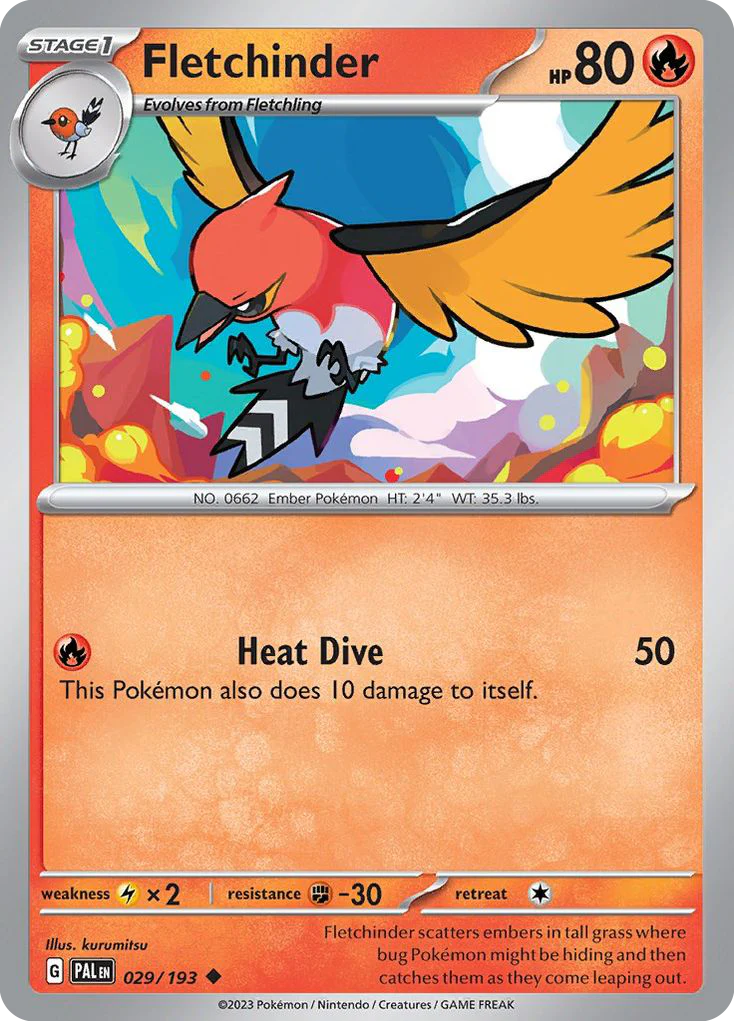 Fletchinder (29/193) - [Reverse Holo] Paldea Evolved (PAL)