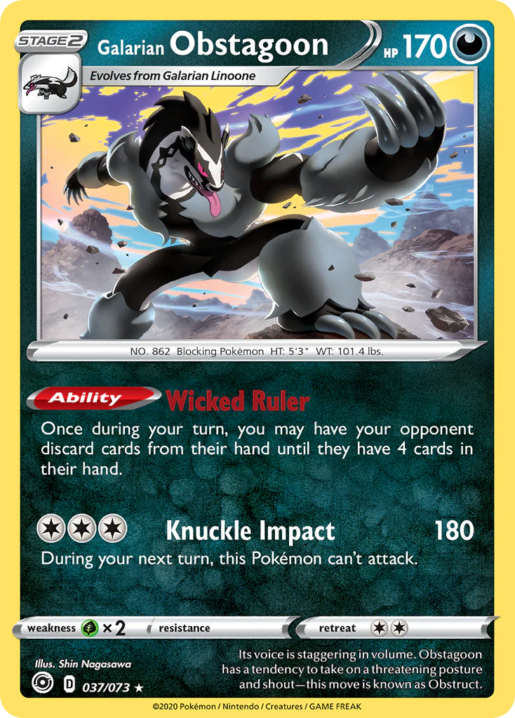 Galarian Obstagoon (37/73) - [Holo Foil] Champion's Path (CPA)