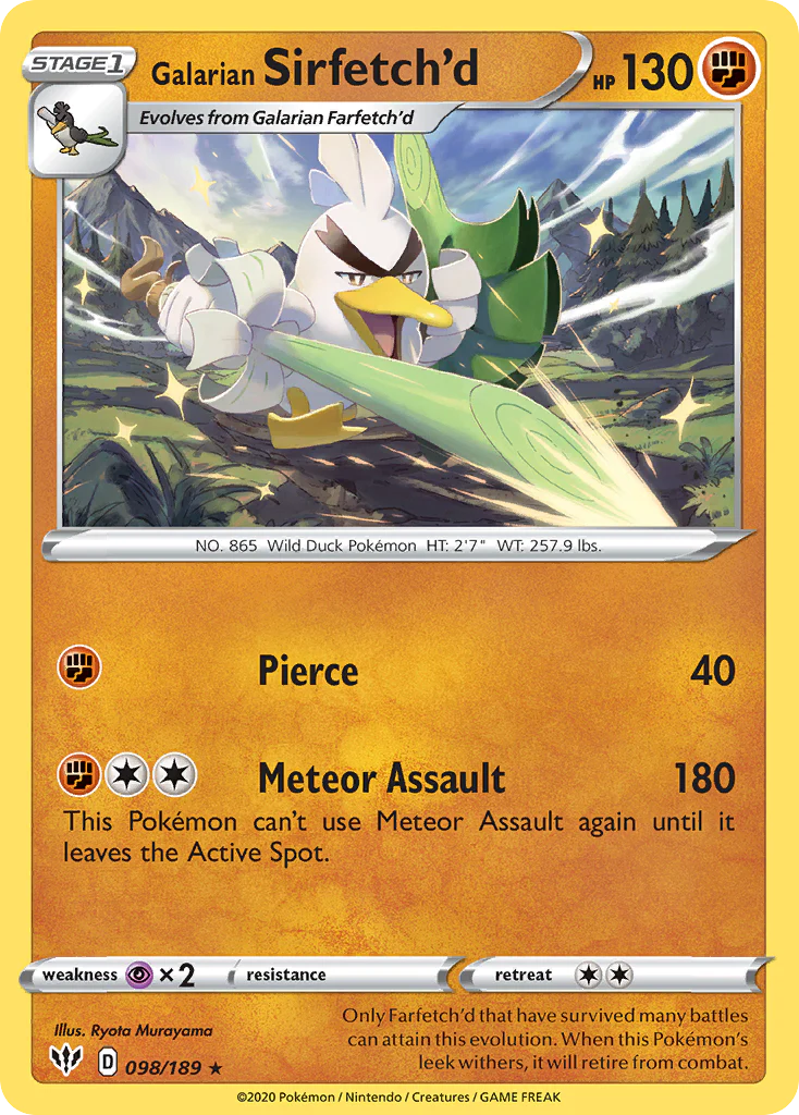 Galarian Sirfetch'd (98/189) - [Reverse Holo] Darkness Ablaze (DAA)