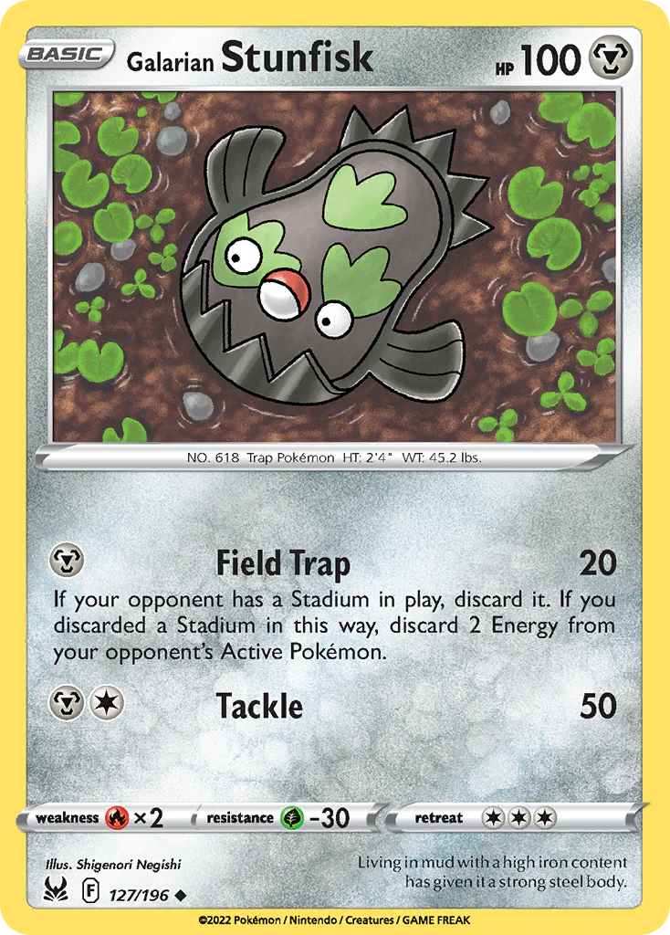 Galarian Stunfisk (127/196) - [Reverse Holo] Lost Origin (LOR)