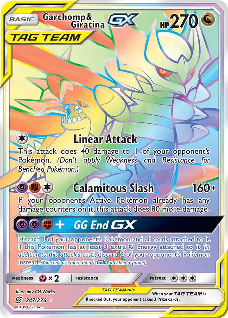 Garchomp & Giratina-GX (247/236) - [Rainbow Holo] Unified Minds (UNM)