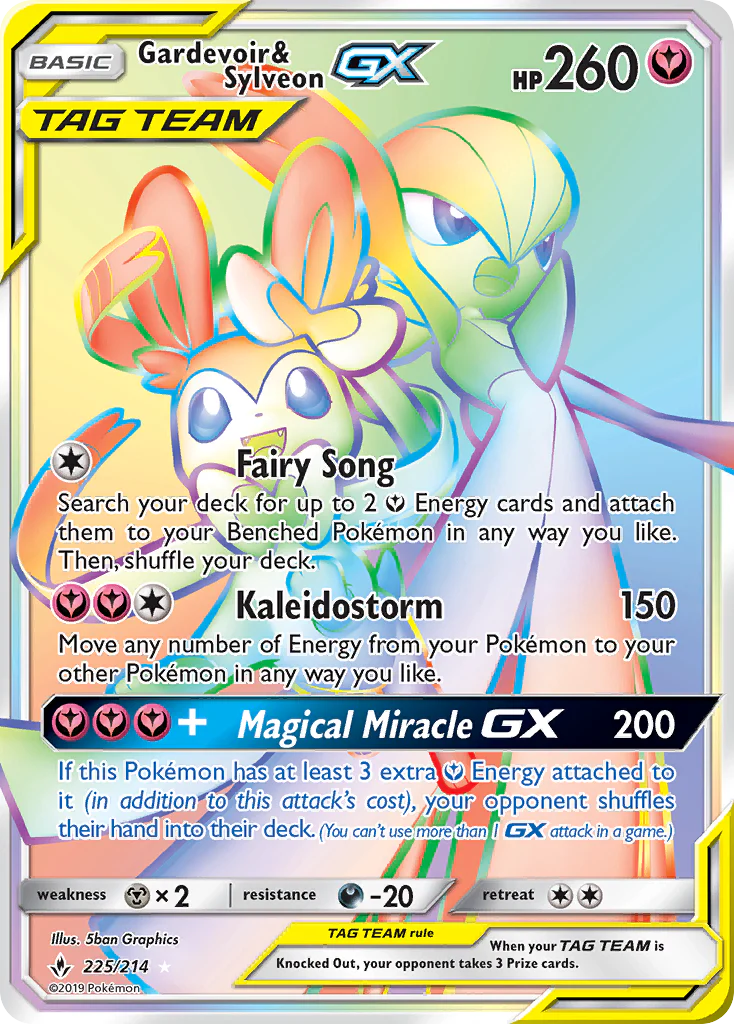Gardevoir & Sylveon-GX (225/214) - [Rainbow Holo] Unbroken Bonds (UNB)