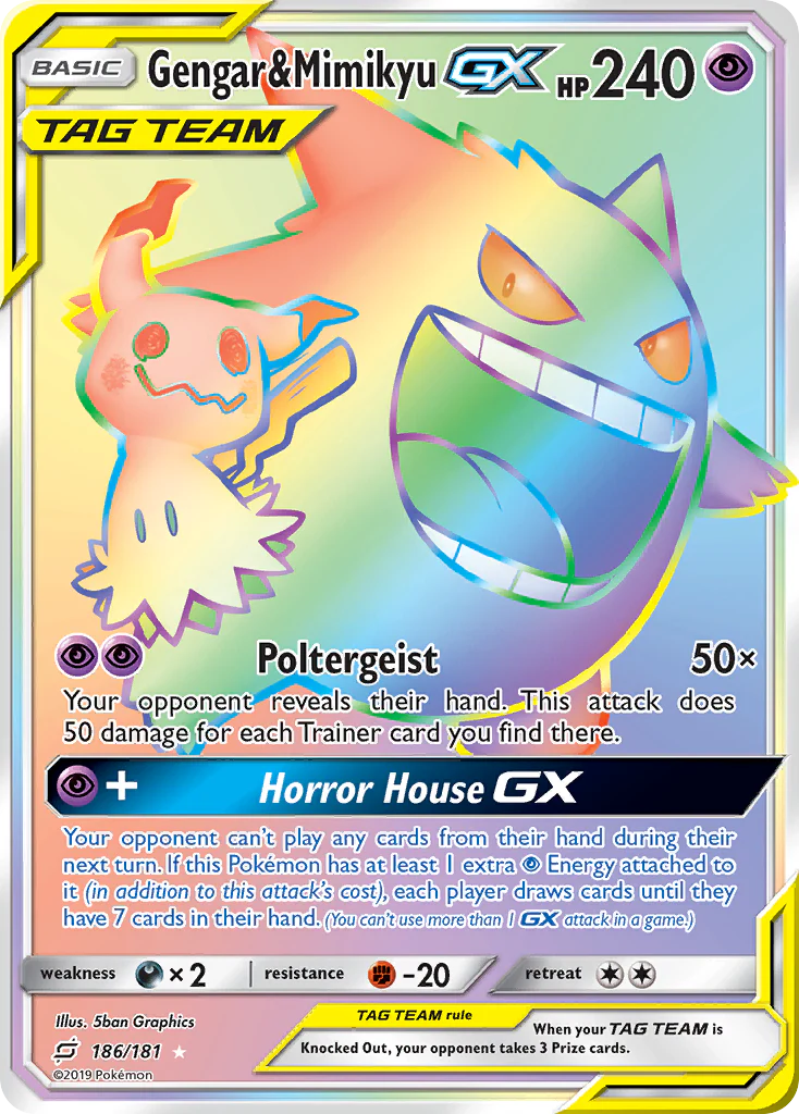 Gengar & Mimikyu-GX (186/181) - [Rainbow Holo] Team Up (TEU)