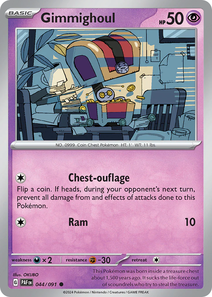 Gimmighoul (44/91) - [Reverse Holo] Paldean Fates (PAF)
