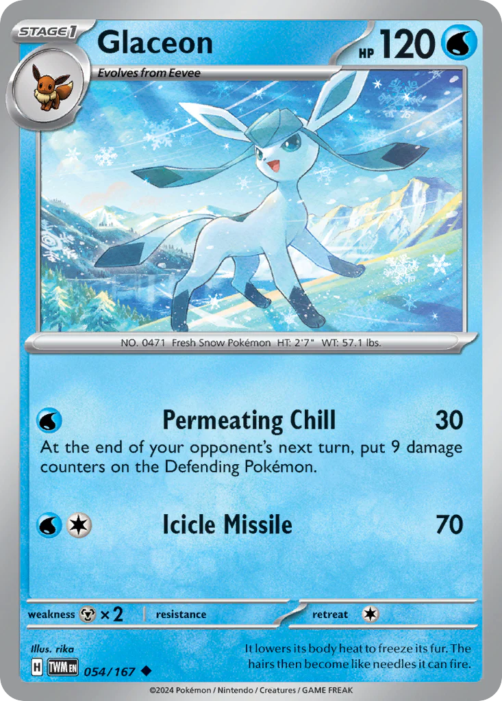 Glaceon (54/167) - [Reverse Holo] Twilight Masquerade (TWM)