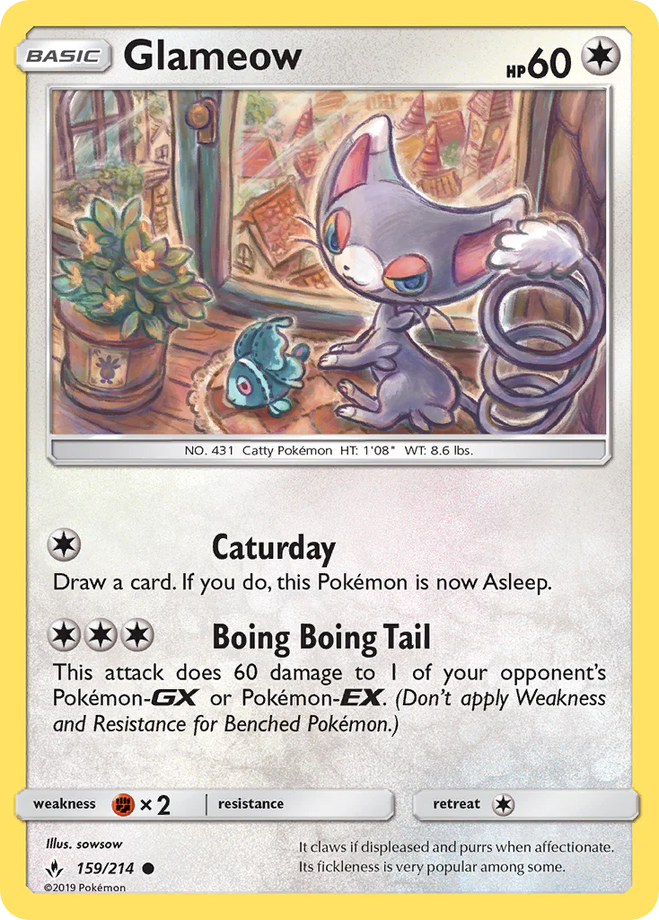 Glameow (159/214) - [Reverse Holo] Unbroken Bonds (UNB)