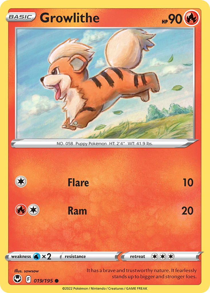 Growlithe (19/195) - [Reverse Holo] Silver Tempest (SIT)