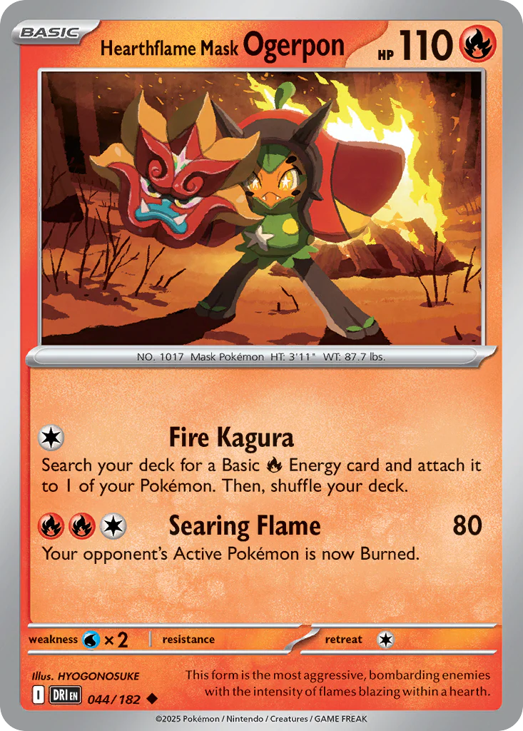 Hearthflame Mask Ogerpon (44/182) - [Reverse Holo] Destined Rivals (DRI)