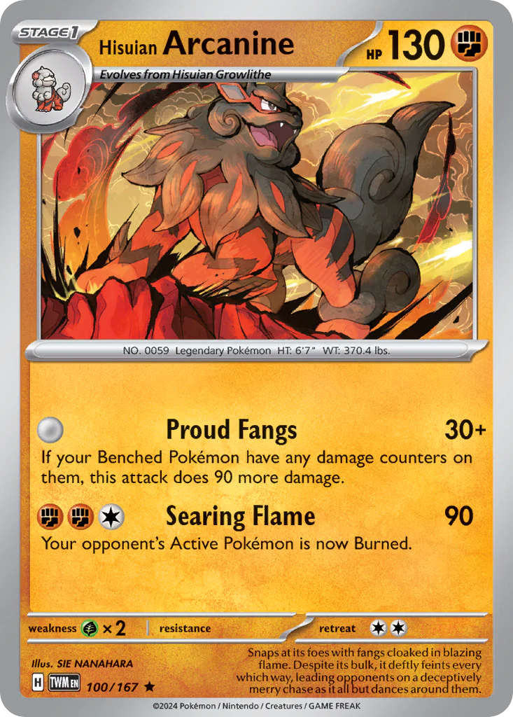 Hisuian Arcanine (100/167) - [Reverse Holo] Twilight Masquerade (TWM)