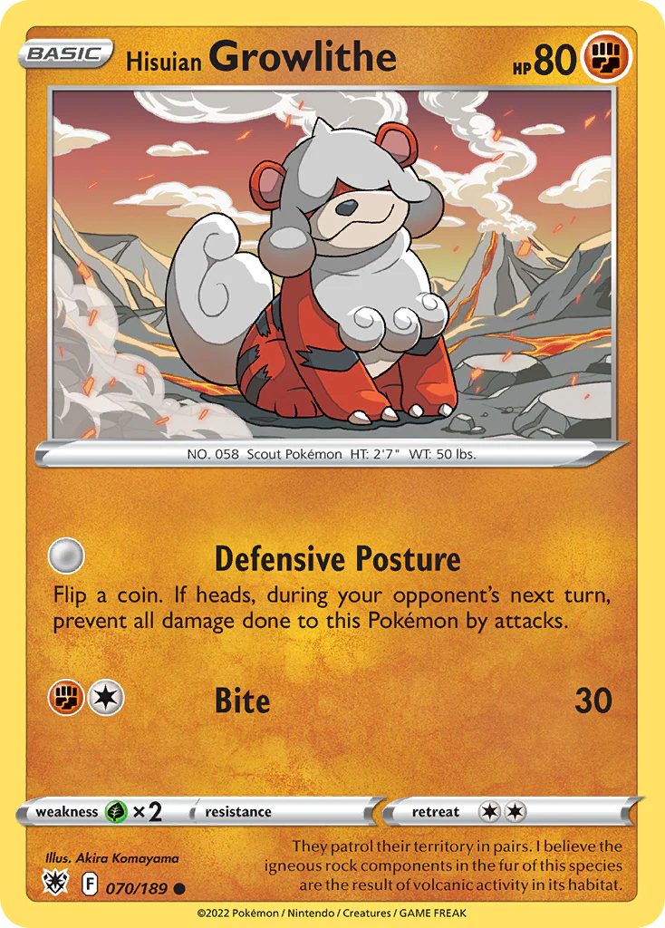 Hisuian Growlithe (70/189) - [Reverse Holo] Astral Radiance (ASR)