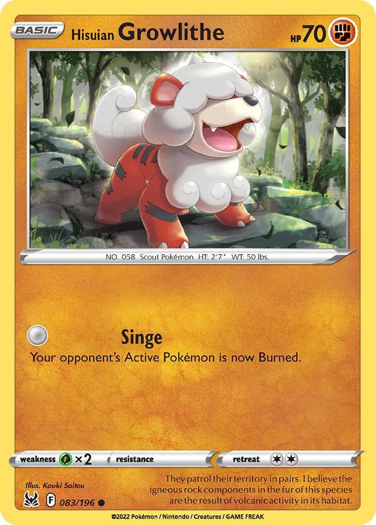 Hisuian Growlithe (83/196) - [Reverse Holo] Lost Origin (LOR)