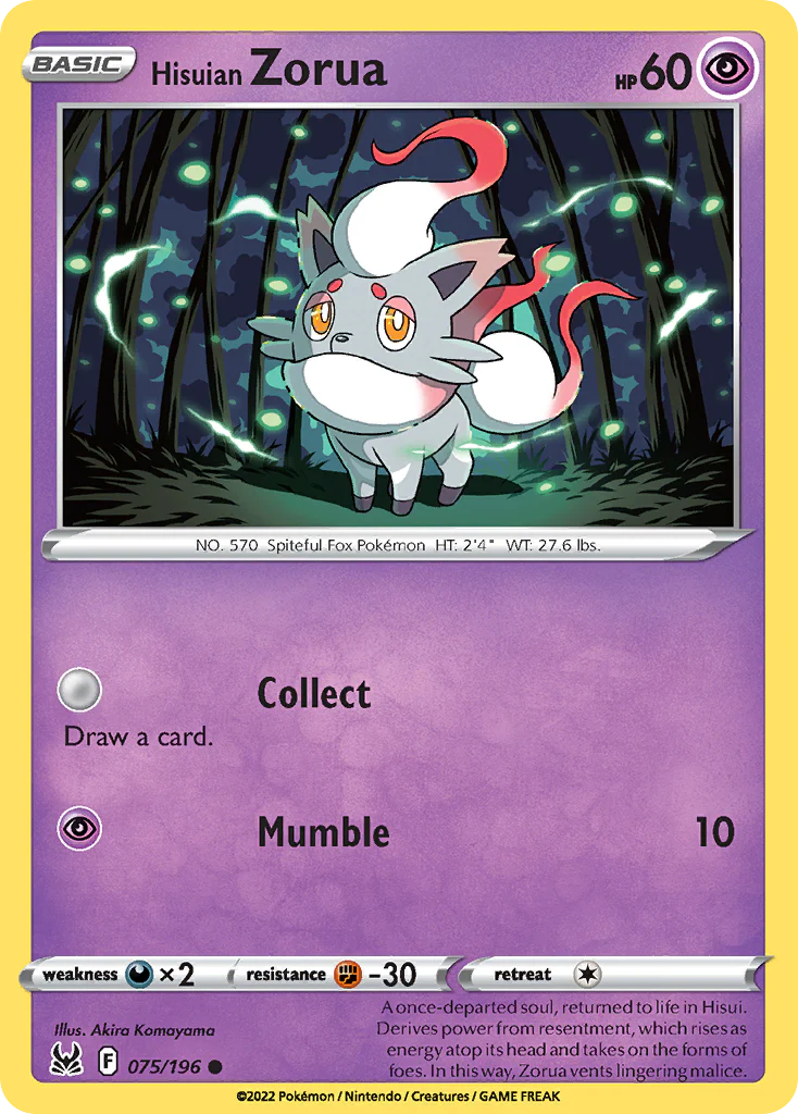 Hisuian Zorua (75/196) - [Reverse Holo] Lost Origin (LOR)
