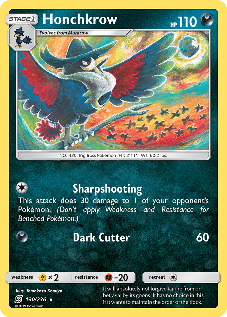 Honchkrow (130/236) - [Reverse Holo] Unified Minds (UNM)