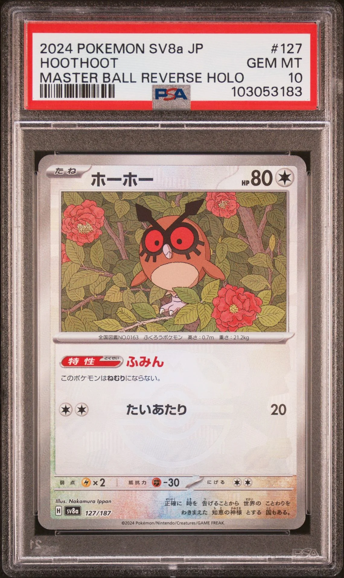 Hoothoot Master Ball Reverse Holo #127 - [Graded PSA 10] Japanese Terastal Festival (Sv8a)