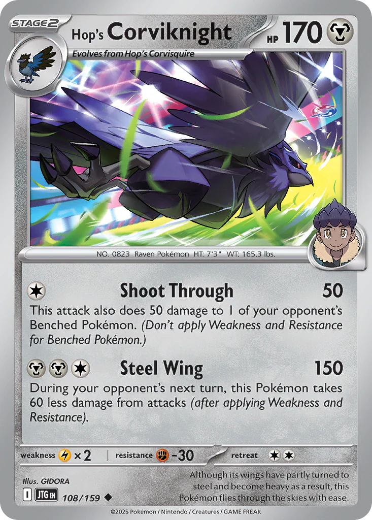Hop's Corviknight (108/159) - [Reverse Holo] Journey Together (JTG)