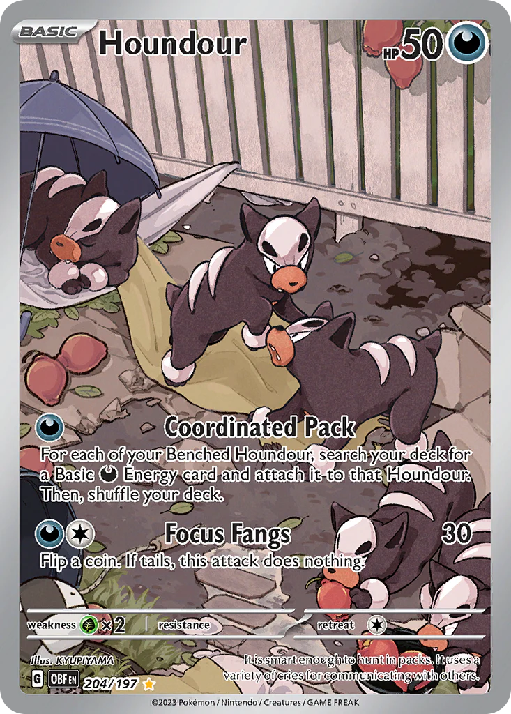 Houndour (204/197) - [Illustration Rare] Obsidian Flames (OBF)
