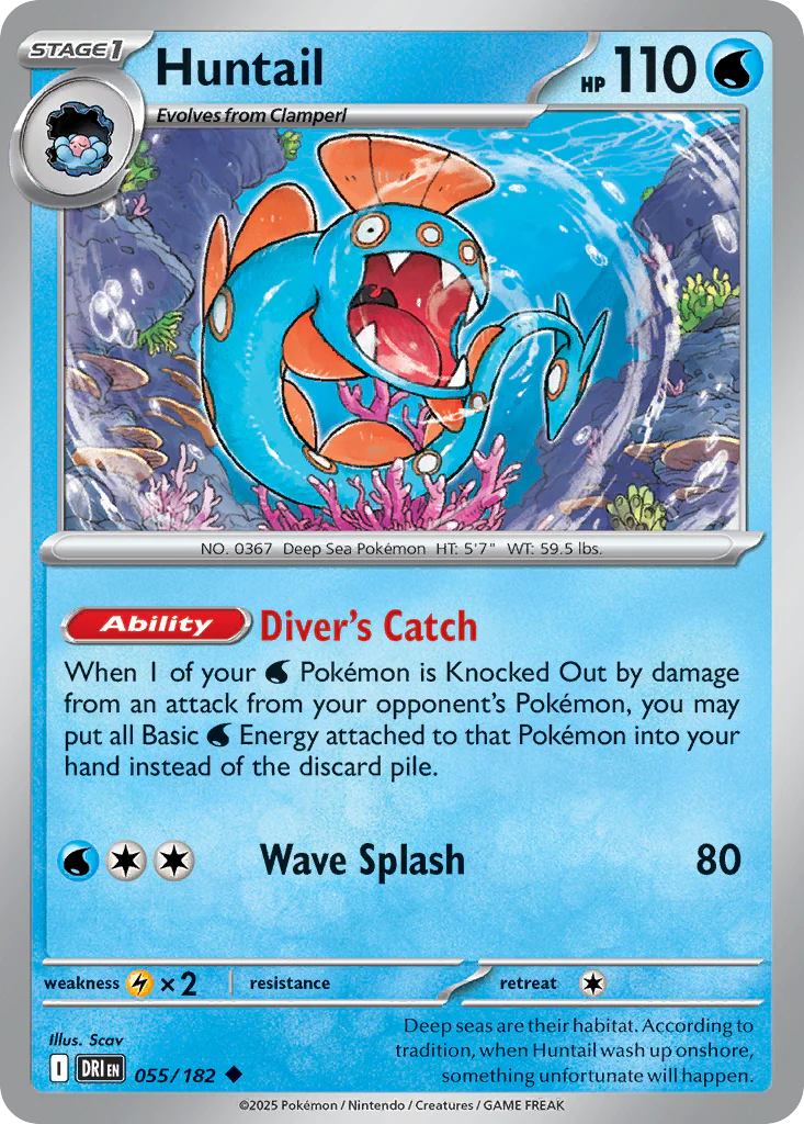 Huntail (55/182) - [Reverse Holo] Destined Rivals (DRI)