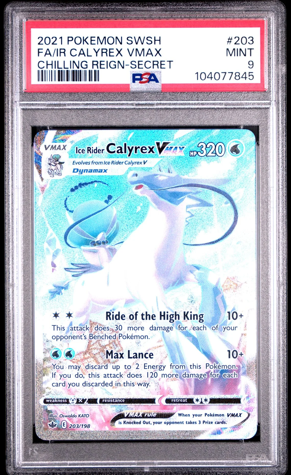 Ice Rider Calyrex Vmax Secret #203 - [Graded PSA 9] Sword & Shield Chilling Reign