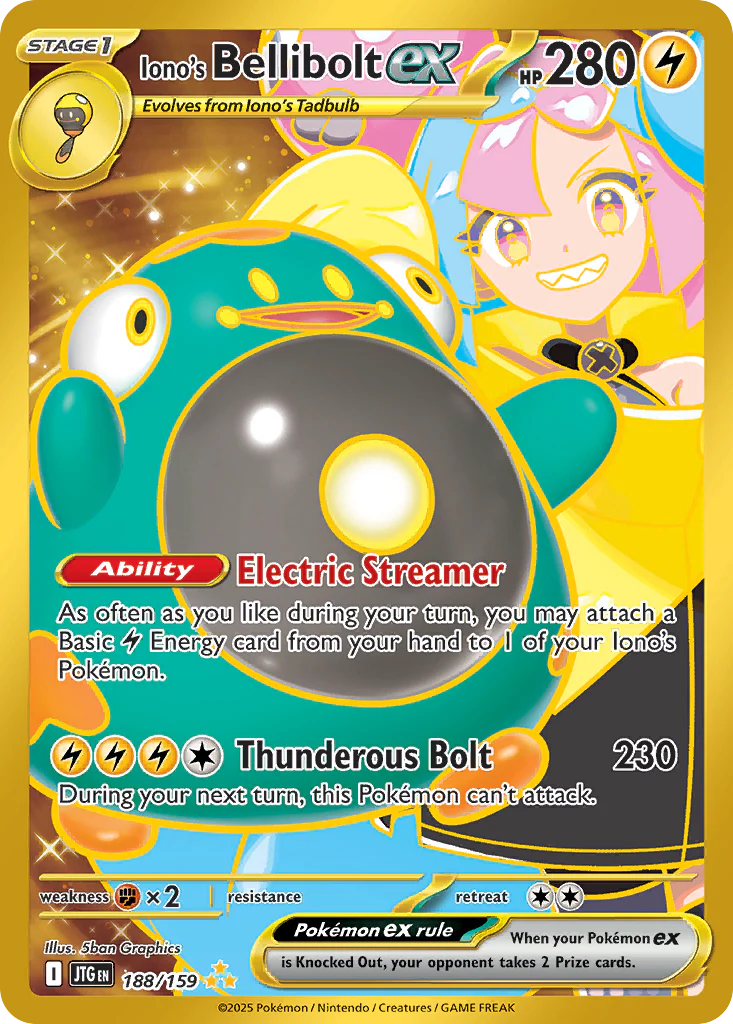 Iono's Bellibolt ex (188/159) - [Gold Holo] Journey Together (JTG)