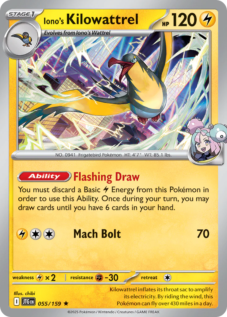 Iono's Kilowattrel (55/159) - [Reverse Holo] Journey Together (JTG)