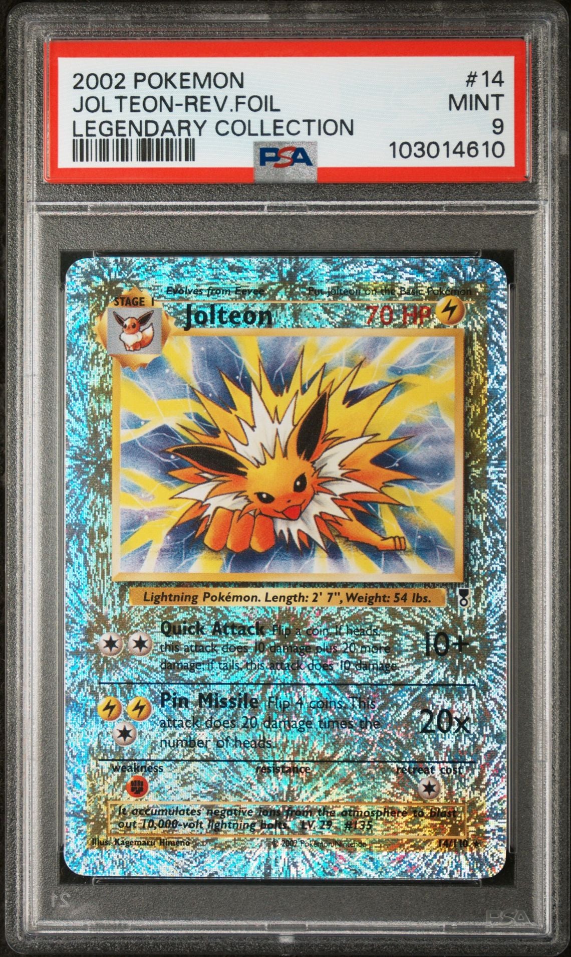 Jolteon #14 - [Reverse Holo, Graded PSA 9] Legendary Collection