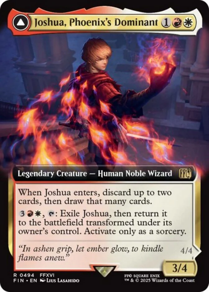 Joshua, Phoenix's Dominant // Phoenix, Warden of Fire (494) - [Foil, Extended Art] Final Fantasy (FIN)