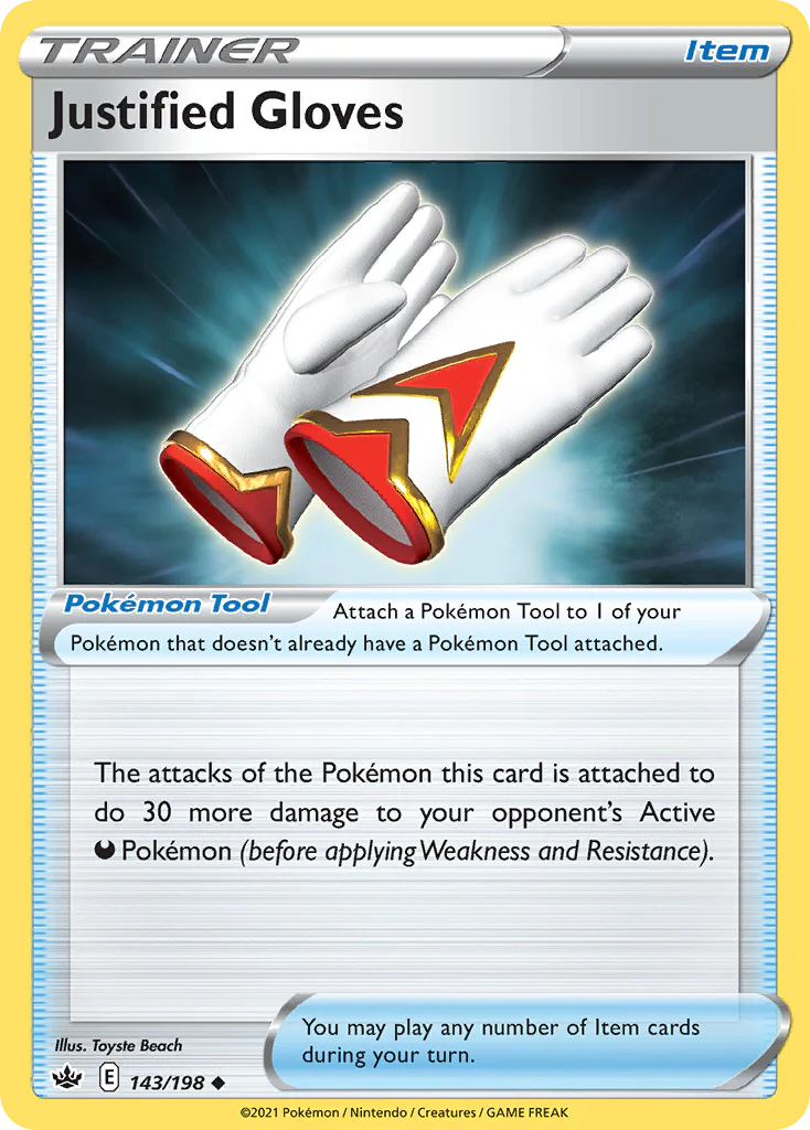 Justified Gloves (143/198) - [Reverse Holo] Chilling Reign (CRE)