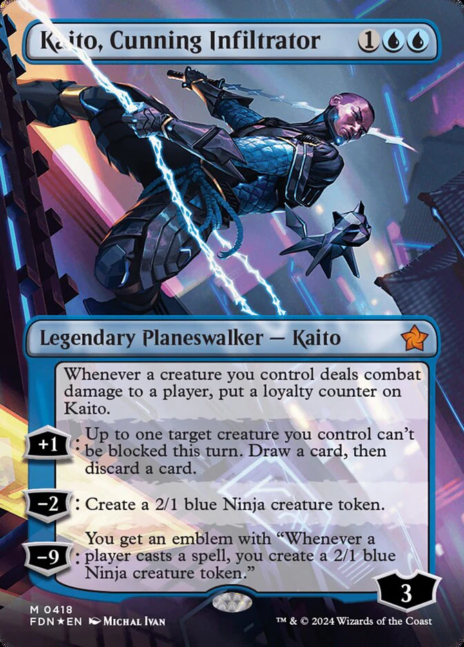 Kaito, Cunning Infiltrator - [Mana Foil, Borderless] Foundations (FDN)